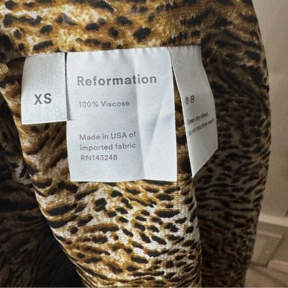NWT Reformation Brooke Animal Instinct Leopard Wrap Puff Long Sleeve Dress XS - Picture 16 of 16